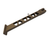 Black extended kickstand for Honda CRF110 featuring multiple cut-out holes and a stainless steel button head bolt.